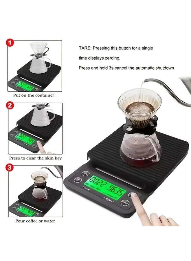 ميزان قهوة رقمي أحمر مؤقت بشاشة LCD مضاءة وضع دقيق وزن تلقائي إيقاف تلقائي محمول - Image 3